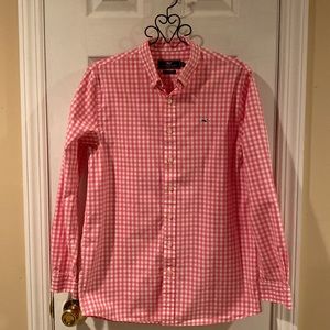 🐳Vineyard vines pink & white gingham blouse